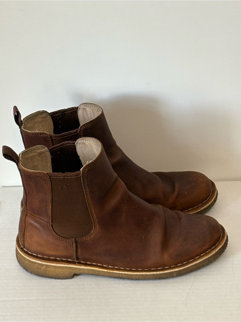 Clarks Desert Peak Chelsea Boots Women Size 9 M Beeswax Brown Leather Patina